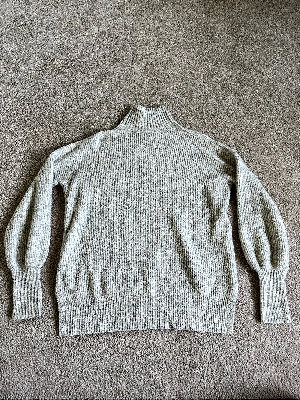 French Connection Babysoft Mock Neck Rib Pullover Gray Small - Picture 2 of 3